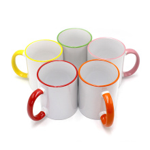 11oz Stonware Subliamtion Taza de recubrimiento blanco Taza Taza Taza Rim y mango